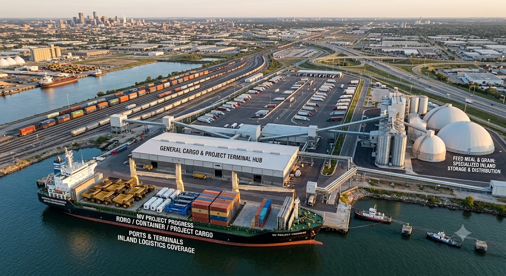 Havn og terminal med indenlandsk logistikdækning